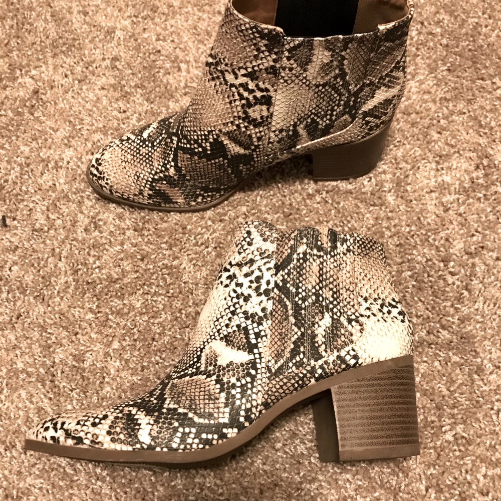 Neutral Snakeskin Booties — Maurices